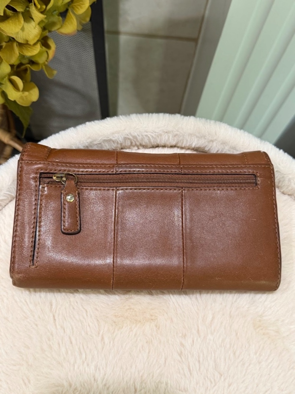 Coach Kristin Leather Checkbook Flap Wallet in Antique Brown - Picture 2 of 11
